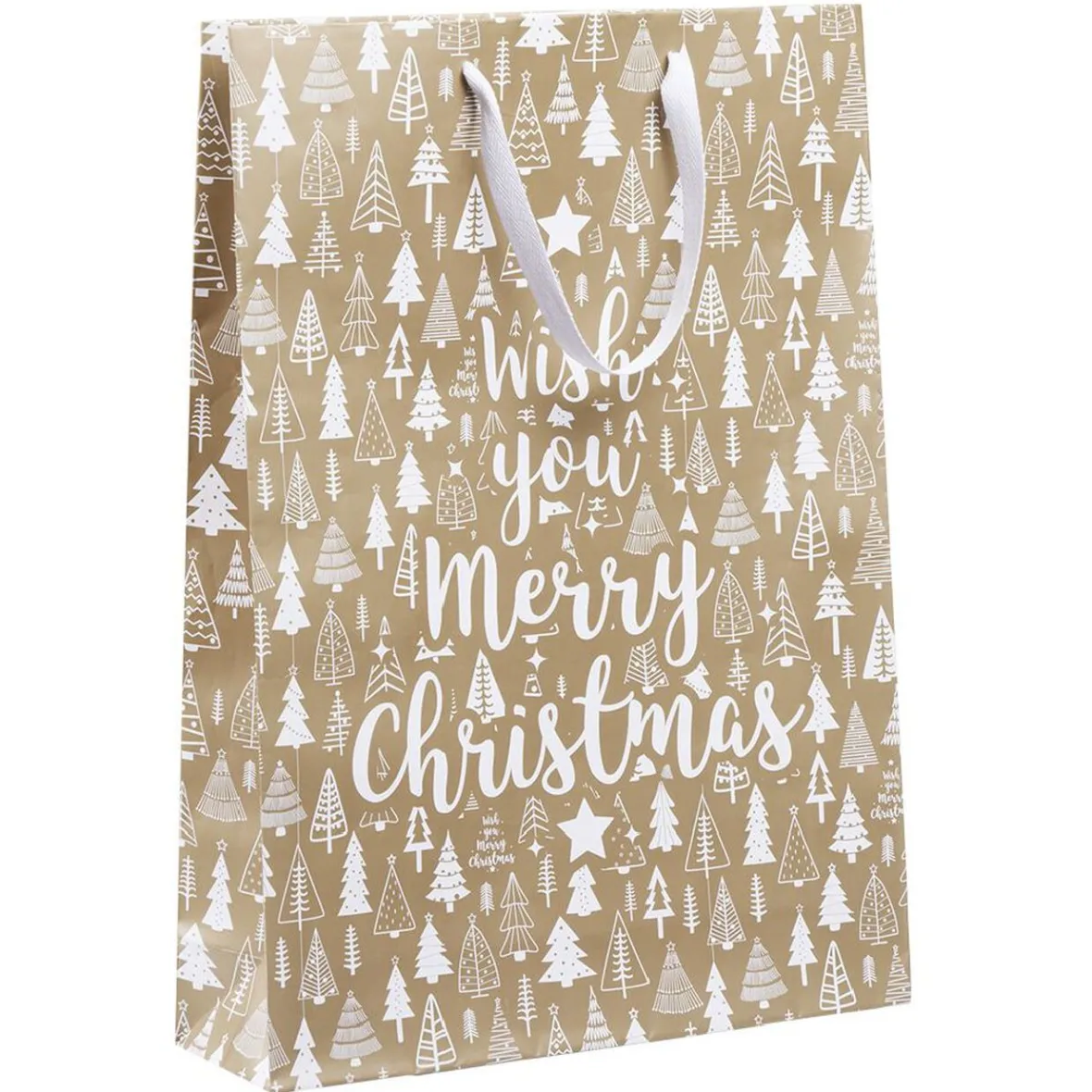 Sac cadeau Noël imprimé doré L33x46 cm-Gifi