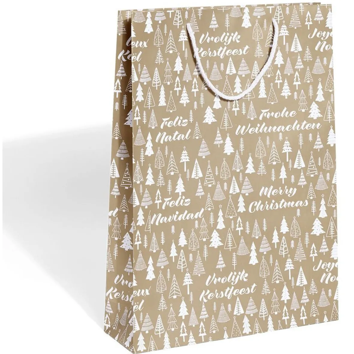 Sac cadeau Noël motif sapin ou uni doré pailleté - Taille L-Gifi Hot