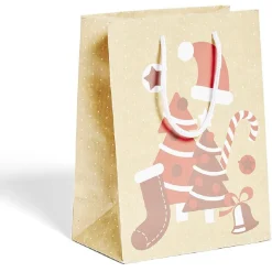 Sac cadeau Noël papier recyclé imprimé 17,5x10xH23cm - 2 modèles-Gifi Sale