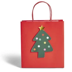 Sac cadeau Noël rouge motif sapin 24xH25cm-Gifi Online