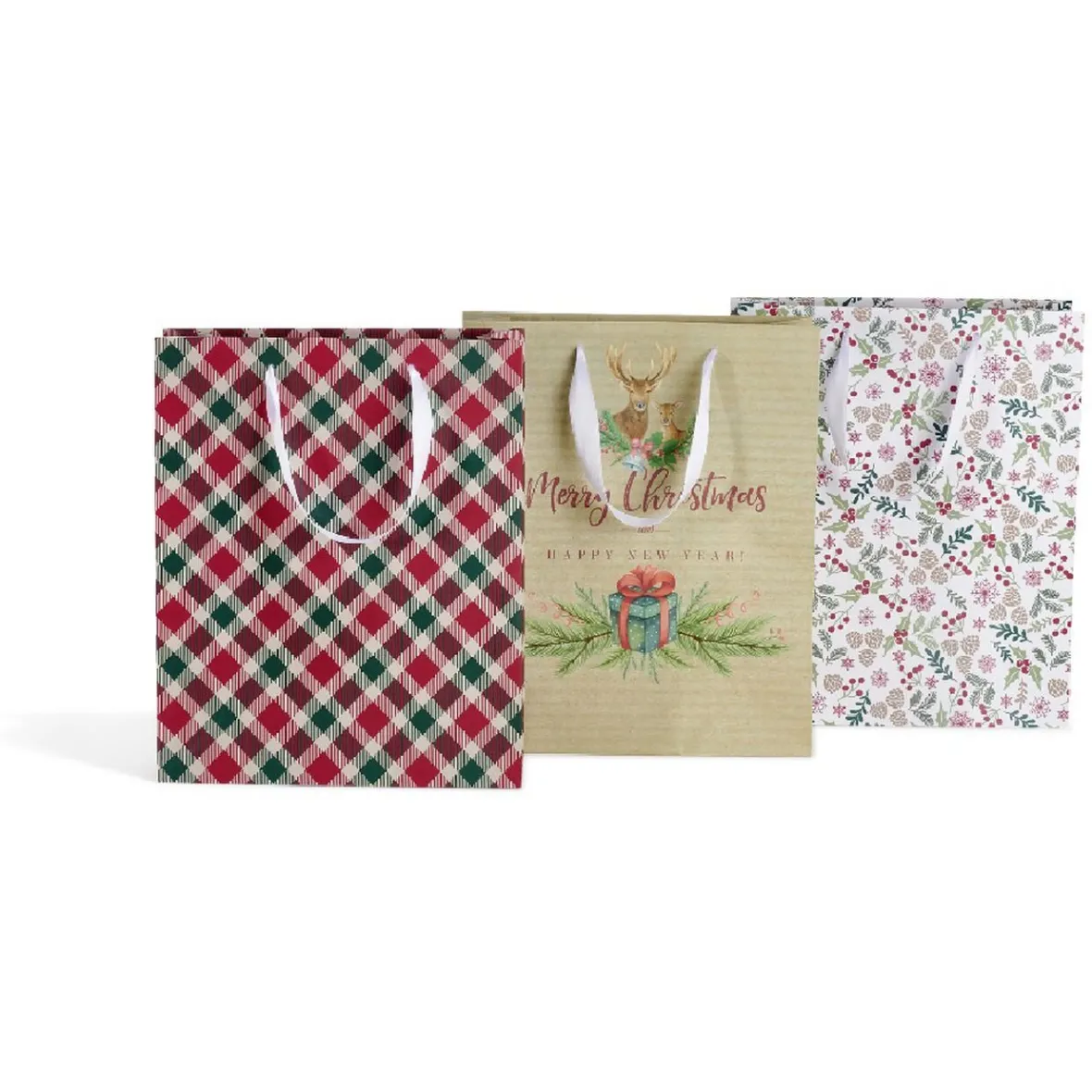 Sac cadeau Noël taille M motif traditionnel-Gifi