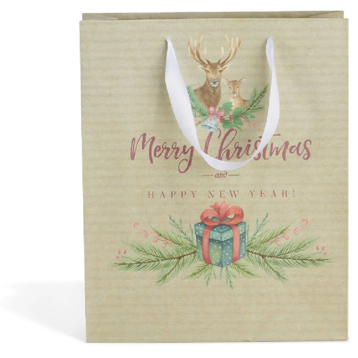 Sac cadeau Noël taille M motif traditionnel-Gifi