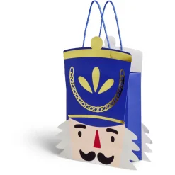 Sac cadeau Noël tête soldat Casse-Noisette bleu et doré 24,5xH31,5cm-Gifi Clearance