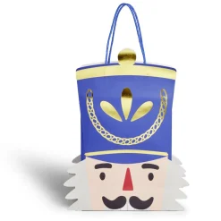 Sac cadeau Noël tête soldat Casse-Noisette bleu et doré 24,5xH31,5cm-Gifi Clearance