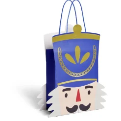 Sac cadeau Noël tête soldat Casse-Noisette bleu et doré 24,5xH31,5cm-Gifi Clearance