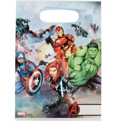 Sac cadeau plastique anniversaire Avengers x6-Gifi