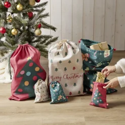 Sac cadeau tissu réutilisable 40x60cm - 3 modèles-Gifi Outlet