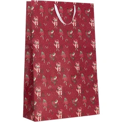 Sac pochette cadeau XL motifs renards vert et rouge-Gifi