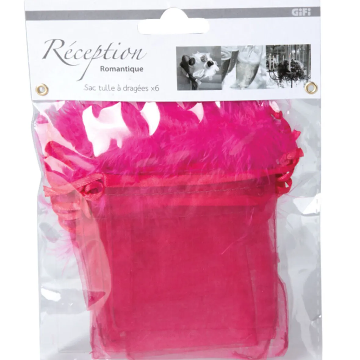 Sac rose fuchsia à dragées x6-Gifi Best