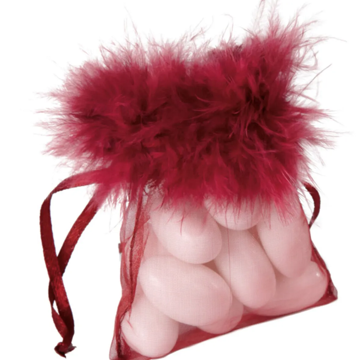 Sac rouge bordeaux à dragées x6-Gifi New