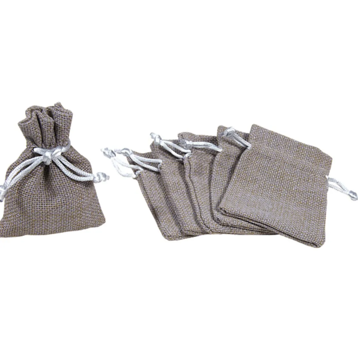 Sac toile de jute chocolat pour dragées x6-Gifi Best