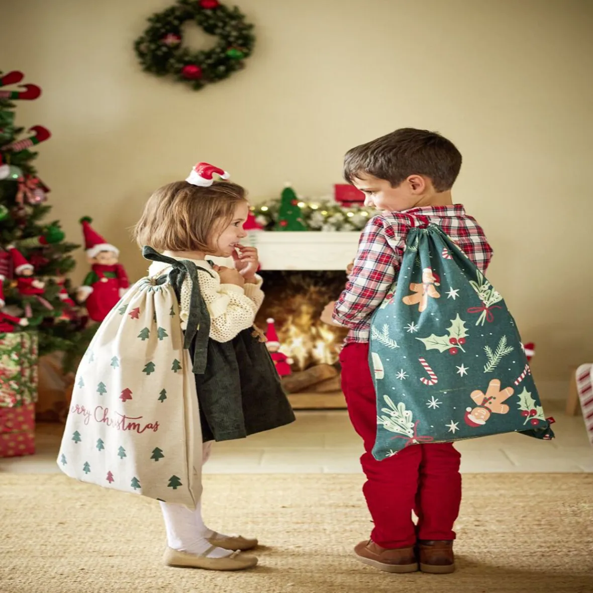 Sac zip décor Noël avec poignées H40x42cm - 3 modèles-Gifi New