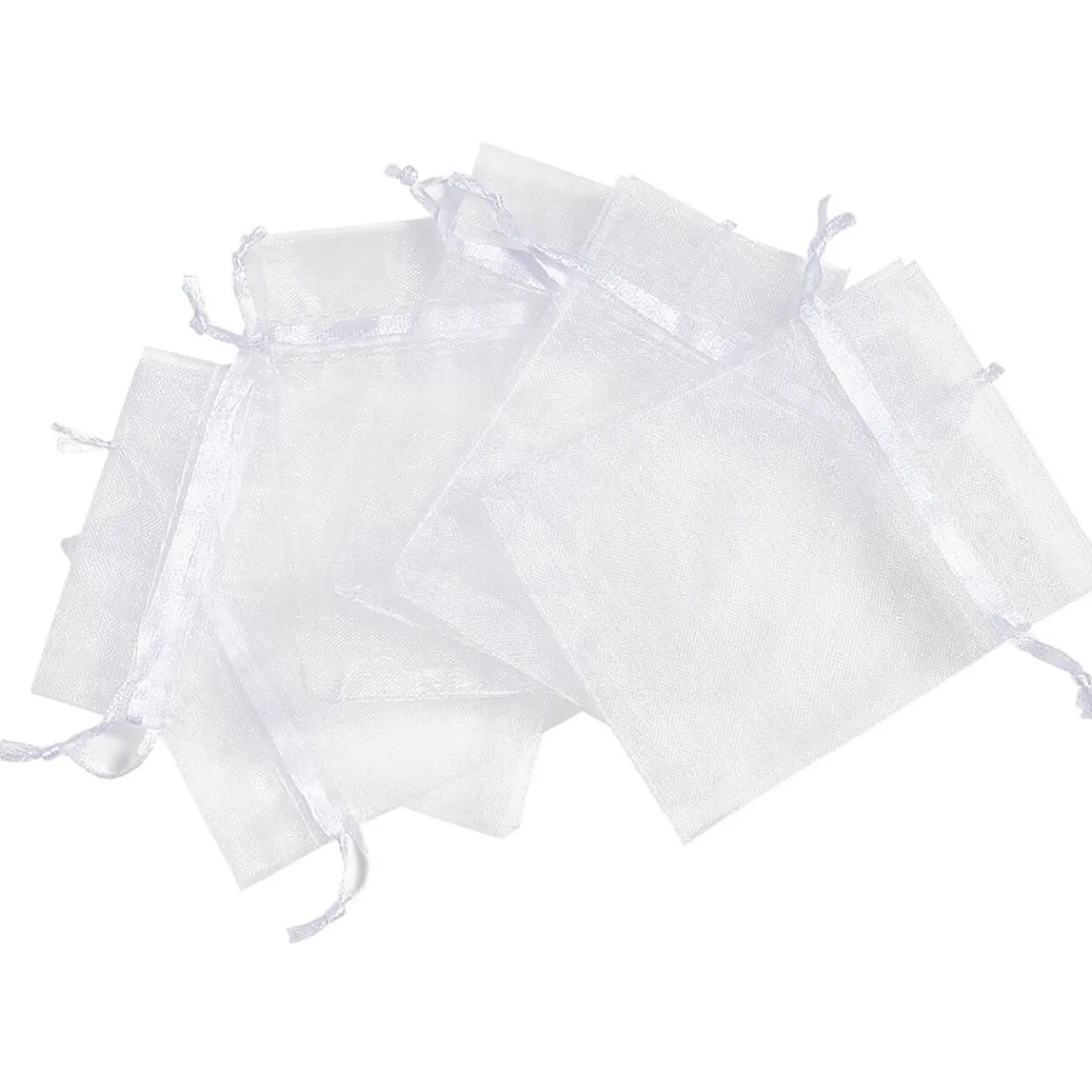 Sachet pour dragées en organza blanc x 6-Gifi Outlet