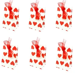 Sachet pour dragées motif coeurs rouges x6-Gifi Discount