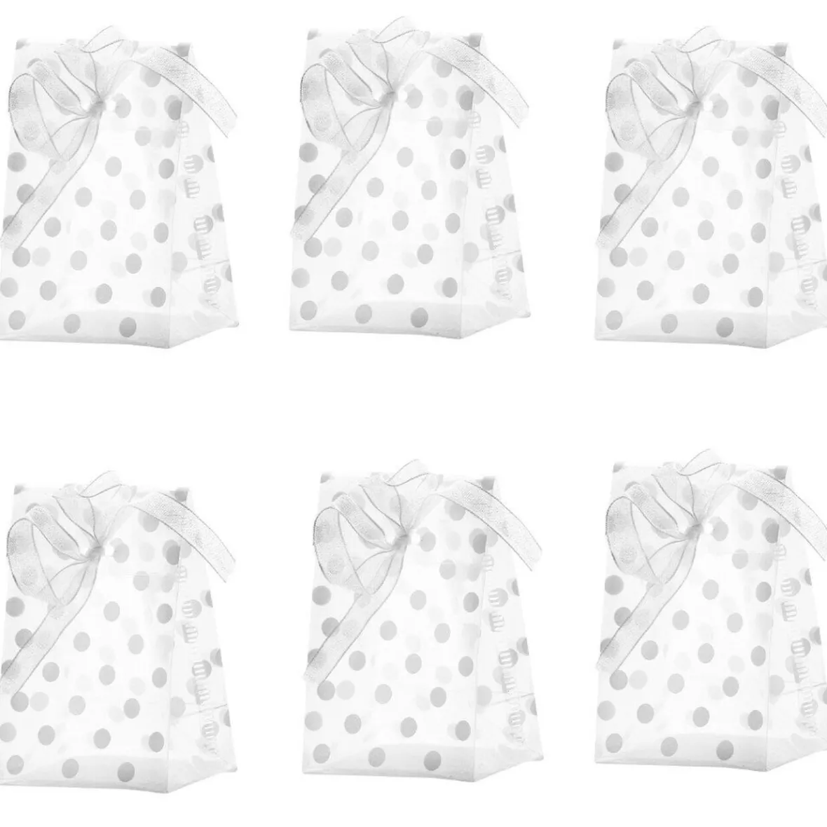 Sachet pour dragées motif pois gris x6-Gifi Best