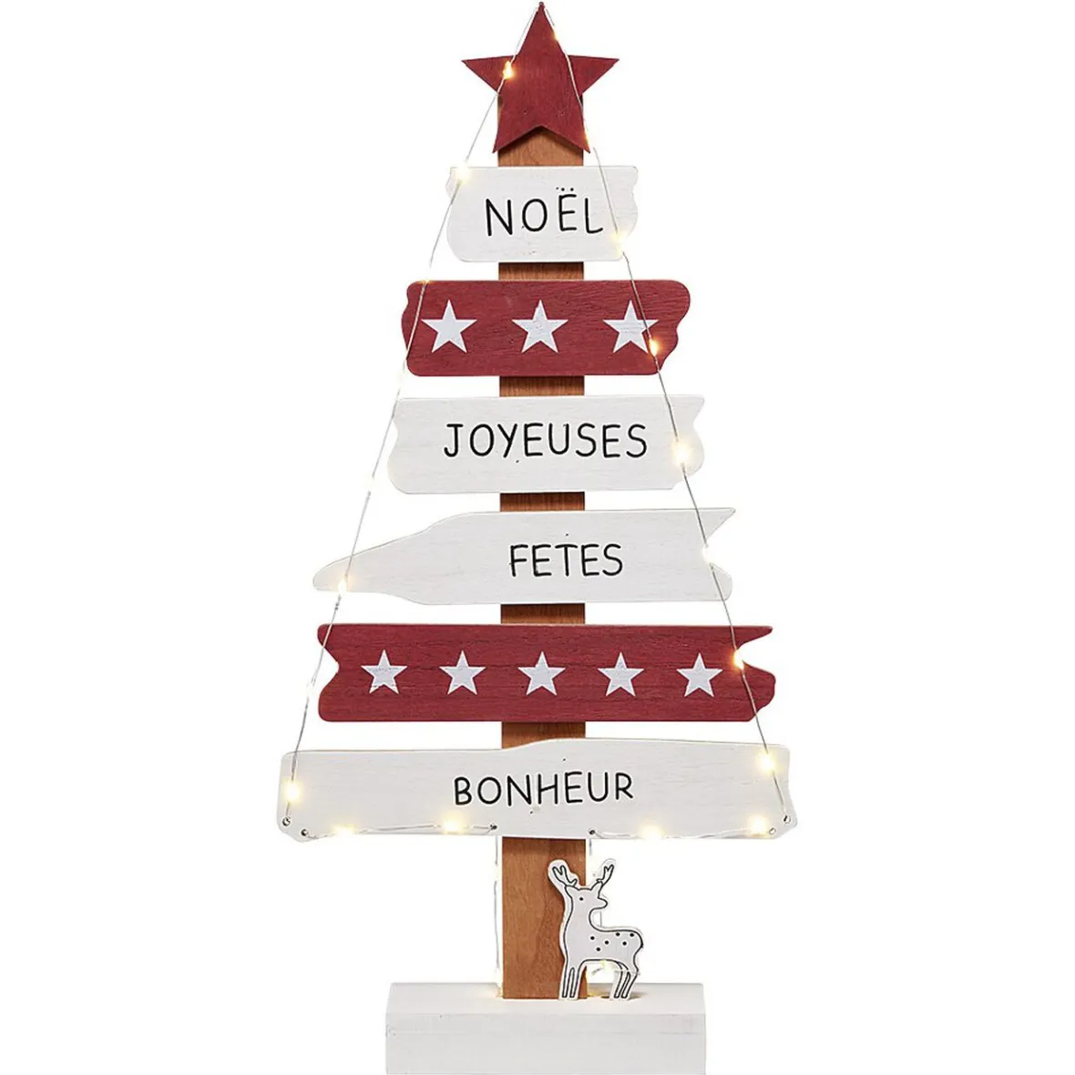 Sapin 6 pancarte lumineux en bois à poser-Gifi Sale