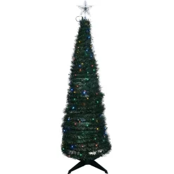 Sapin artificiel pliable lumineux 250LED multicolore pied plastique Ø45xH150cm-Gifi Hot