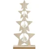 Sapin bois à poser étoiles avec suspensions pompons blancs H26cm-Gifi Clearance