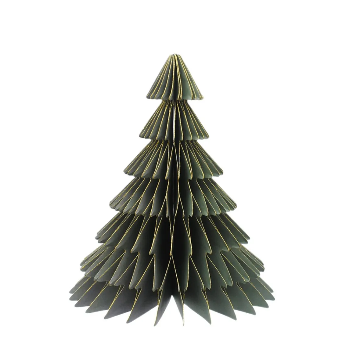 Sapin 3D à poser en papier certifié FSC® vert et doré H21,5cm-Gifi New