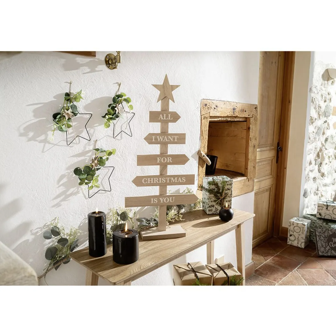 Sapin de Noël à poser en bois-Gifi Discount