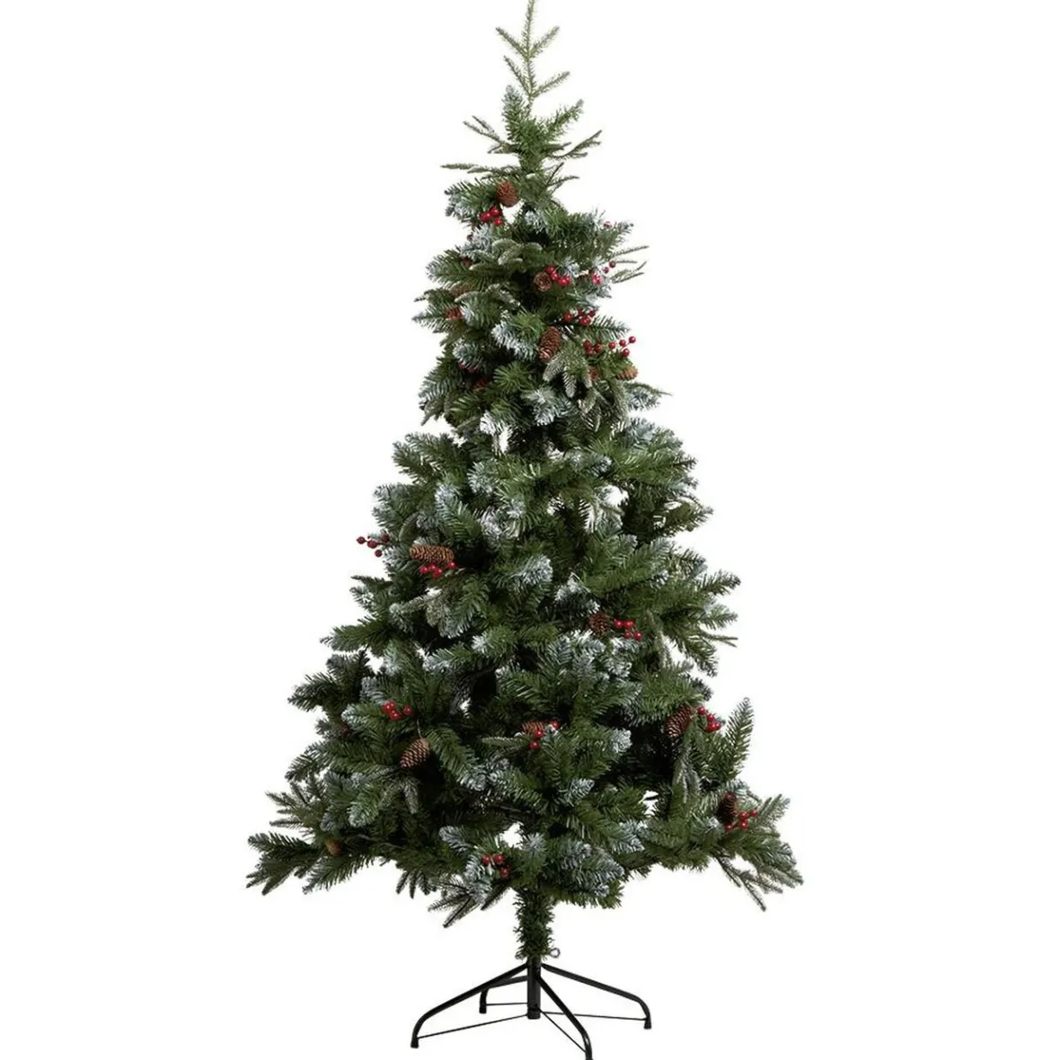 Sapin de Noël artificiel floqué neige avec pomme de pin H180cm-Gifi New