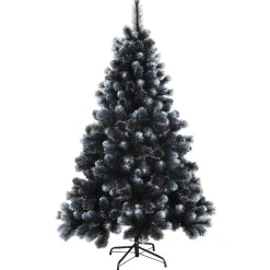 Sapin de Noël artificiel noir effet floqué 1,5 m-Gifi Outlet