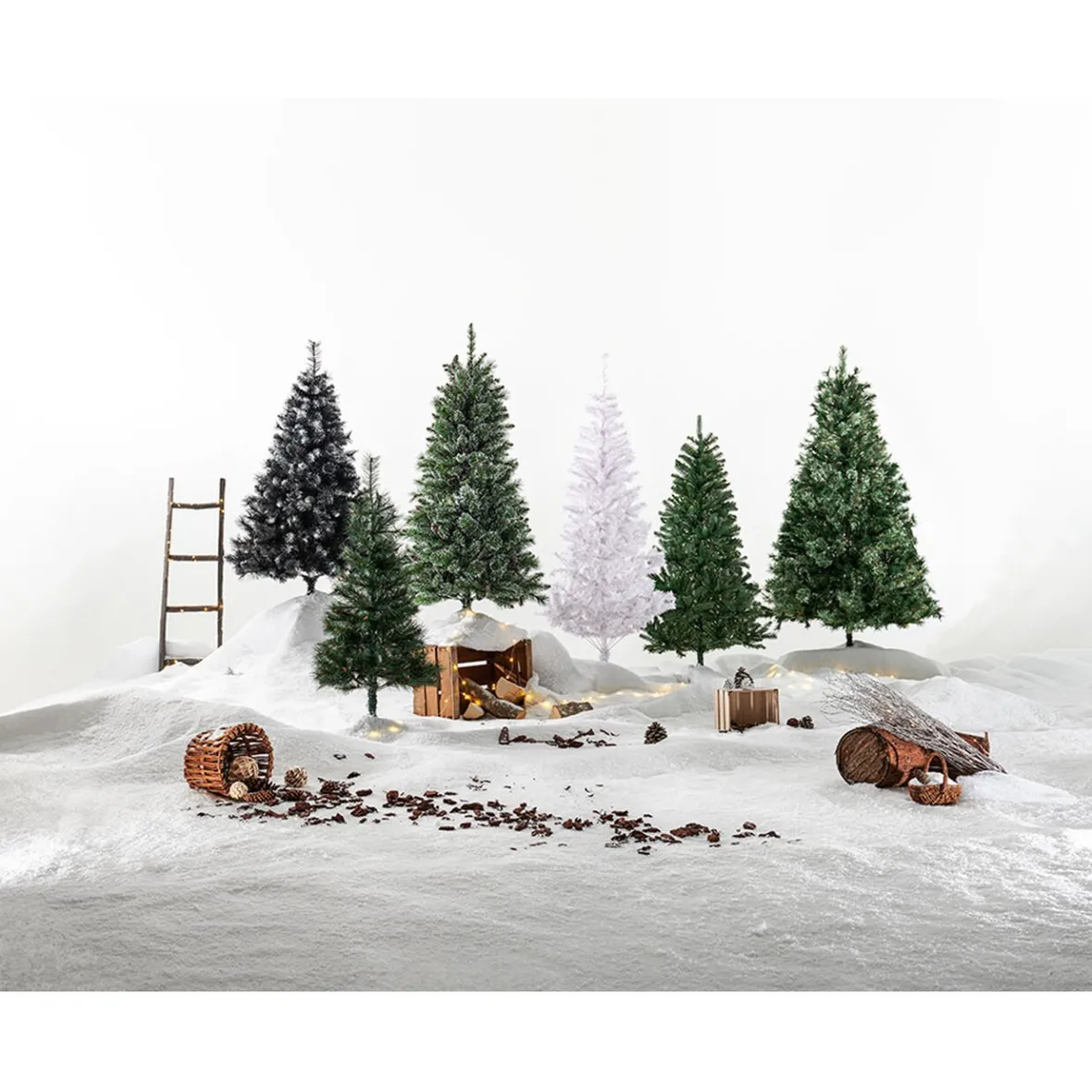 Sapin de Noël artificiel noir effet floqué 1,5 m-Gifi Outlet