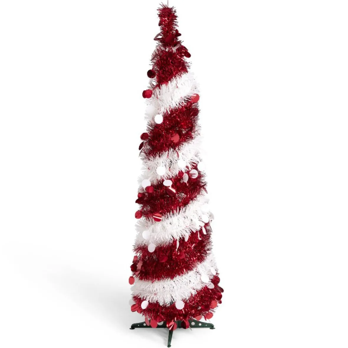 Sapin de Noël artificiel POP UP rouge et blanc Ø30xH120cm-Gifi Outlet