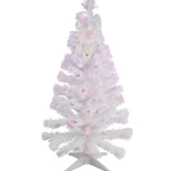 Sapin de Noël blanc fibre optique multicolore h 120 cm-Gifi Best