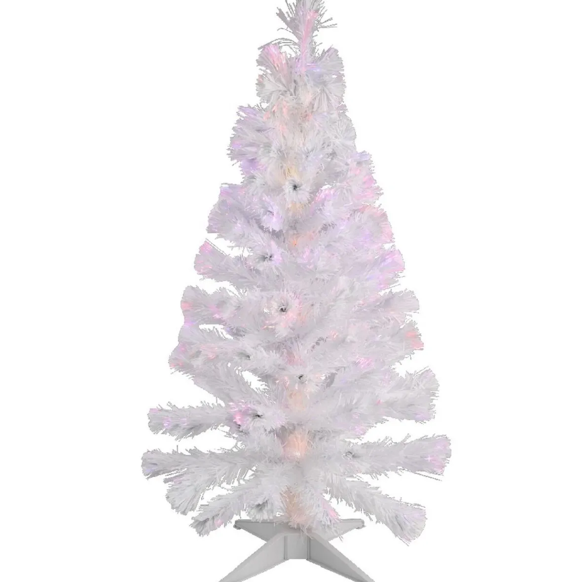 Sapin de Noël blanc fibre optique multicolore h 120 cm-Gifi Best