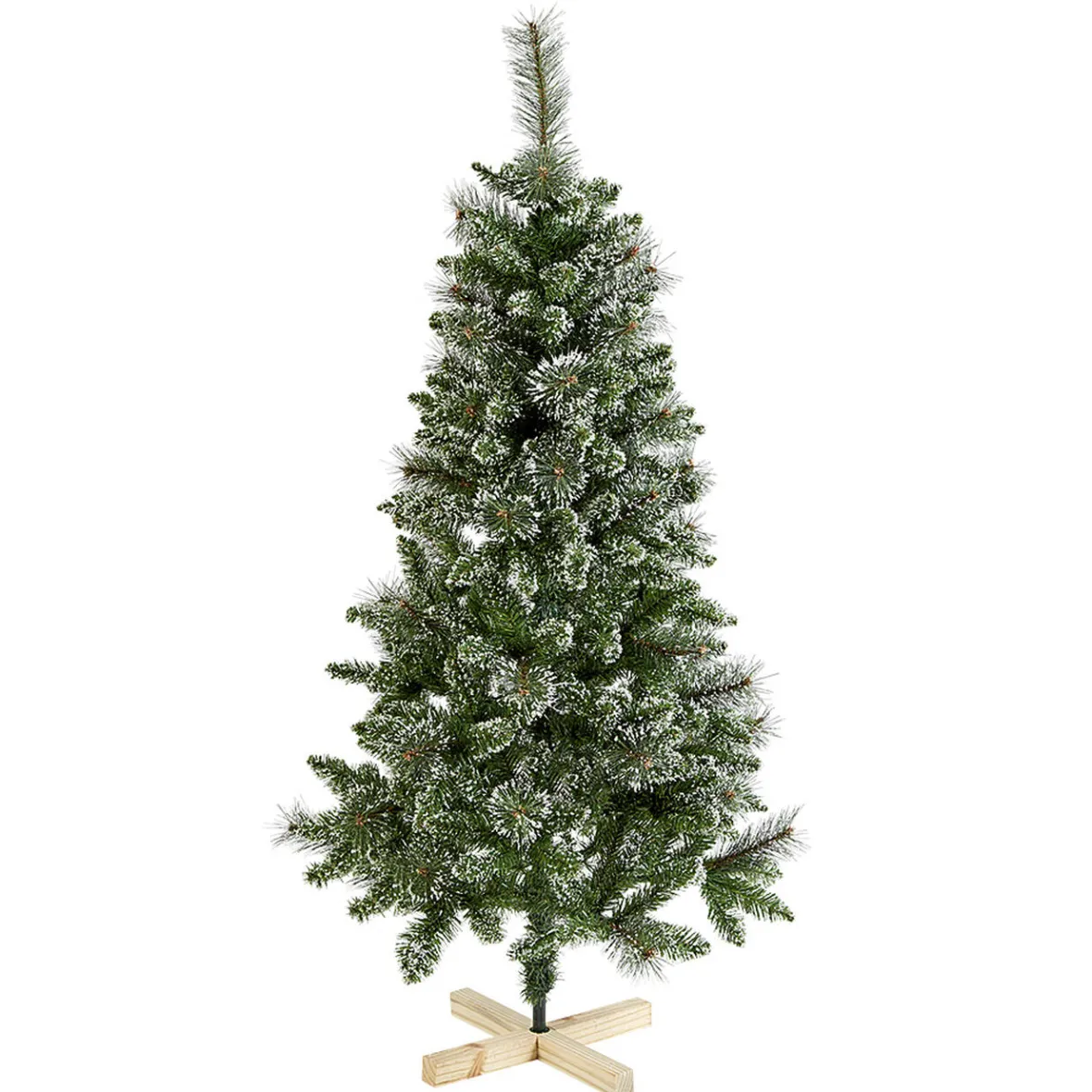 Sapin de noël effet enneigé avec pied en bois h 150 cm-Gifi Outlet