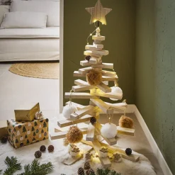 Sapin de Noël en bois amovible gris 48xH71cm-Gifi Outlet