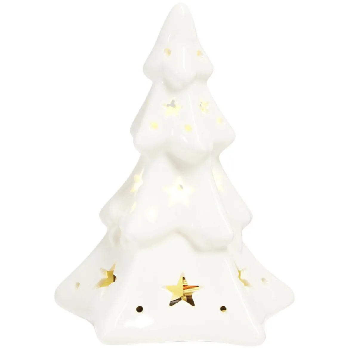 Sapin de Noël lumineux et musical 1LED céramique blanc H16cm-Gifi Online
