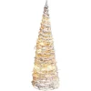Sapin de Noël lumineux rotin effet givre 10LED blanc chaud Ø13xH30cm-Gifi Discount