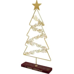 Sapin de Noël sur socle Merry Christmas à poser métal doré 35x10xH75cm-Gifi Hot