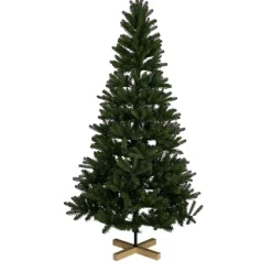 Sapin de Noël Vert effet réel avec pied en bois H210 cm-Gifi