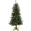 Sapin de Noël Vert effet réel avec pied en bois H120 cm-Gifi Outlet