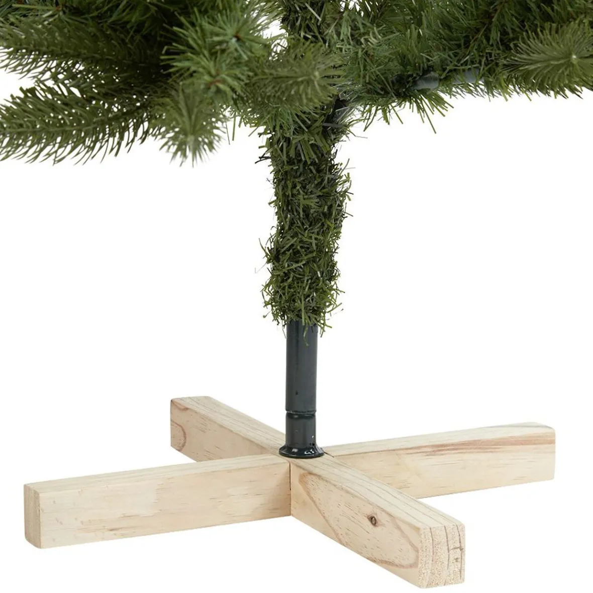 Sapin de Noël Vert effet réel avec pied en bois H150 cm-Gifi Best