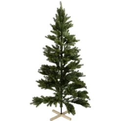 Sapin de Noël Vert effet réel avec pied en bois H180 cm-Gifi