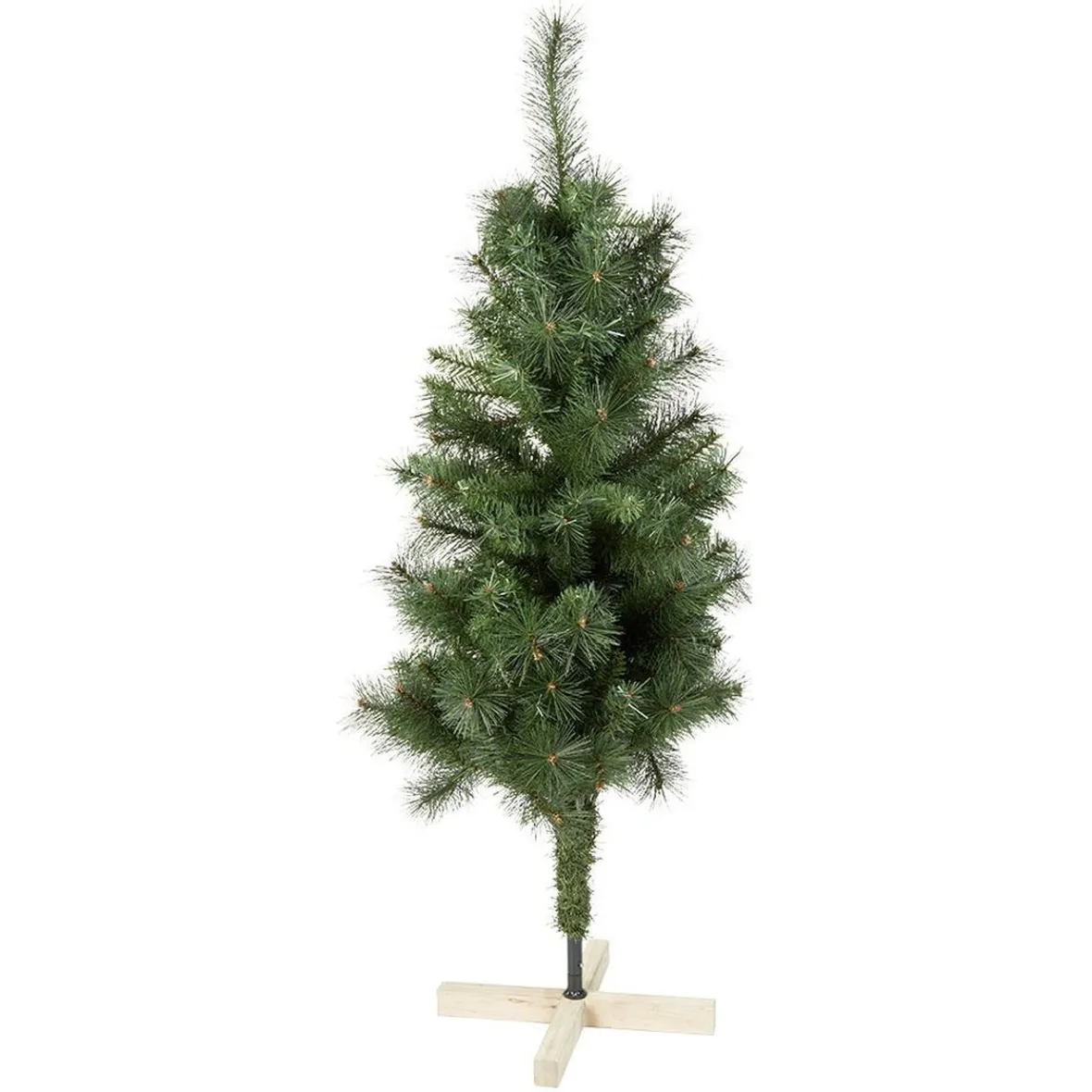Sapin de Noël vert effet touffu avec pied en bois H120 cm-Gifi Sale