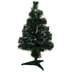 Sapin de Noël vert fibre optique 60 cm 8 led couleurs changeantes-Gifi Online