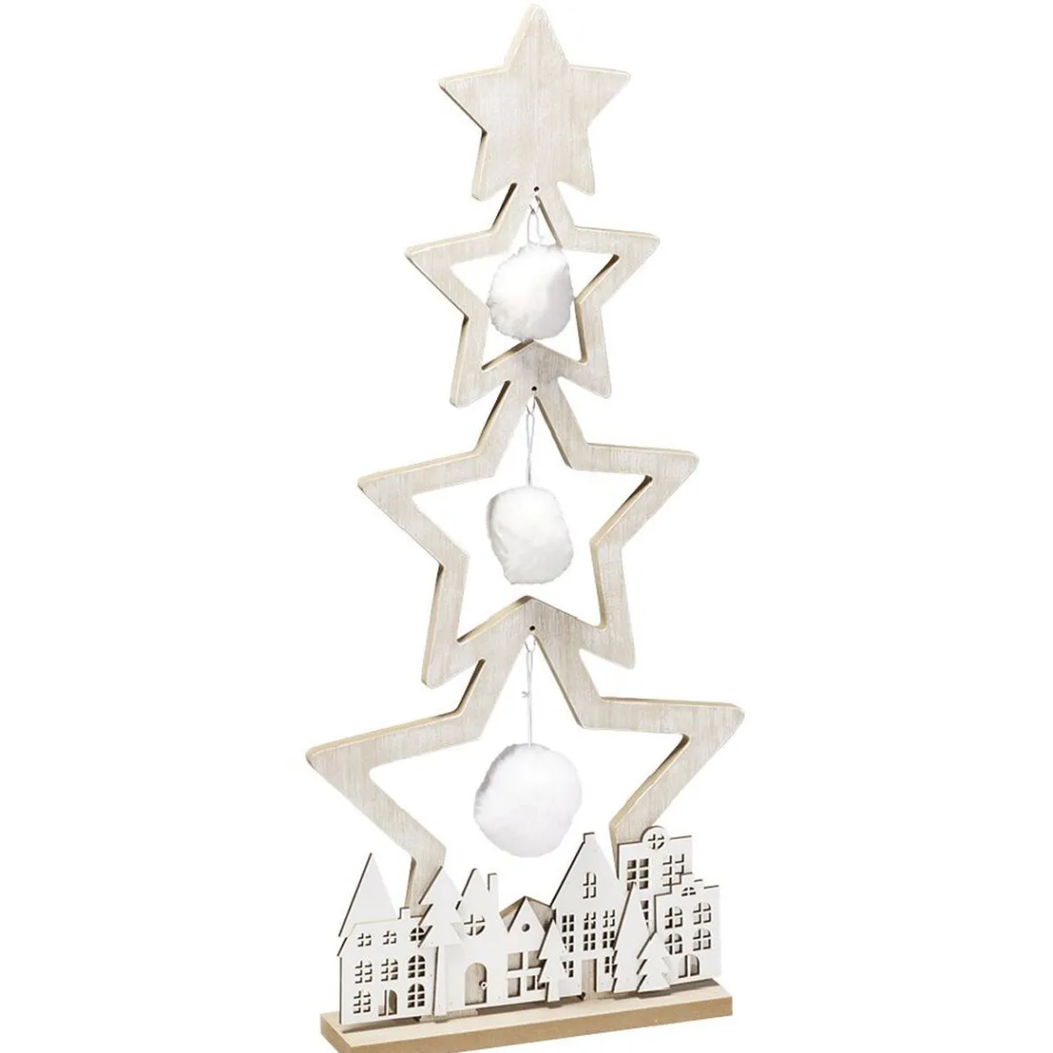 Sapin en bois à poser naturel décor chalet blanc H75cm-Gifi Sale