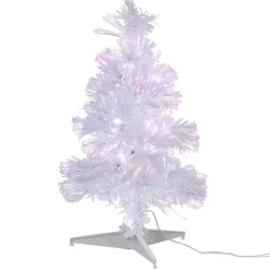 Sapin Noël Blanc en fibre optique 24 Led Multicolore H150 cm-Gifi