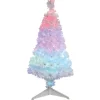 Sapin Noël Blanc en fibre optique 12 Led Multicolore H90 cm-Gifi Outlet