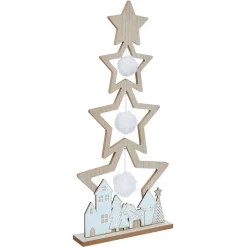 Sapin étoile en bois à poser décor chalet blanc H75cm-Gifi Online
