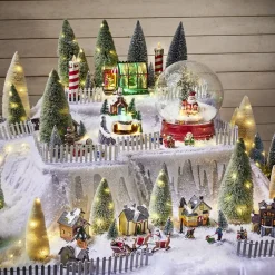 Sapin vert accessoires village de Noël x5-Gifi New