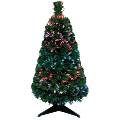 Sapin vert fibre optique 12 LED intérieur H90 cm-Gifi Clearance