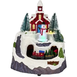 Scène village de Noël lumineuse avec train animé-Gifi Discount