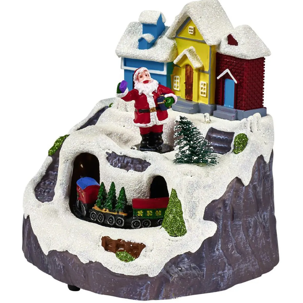 Scène village de Noël lumineuse avec train animé-Gifi Discount