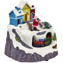 Scène village de Noël lumineuse avec train animé-Gifi Discount